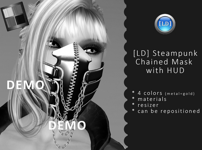Second Life Marketplace - DEMO [LD] Steampunk Chained Mask with HUD